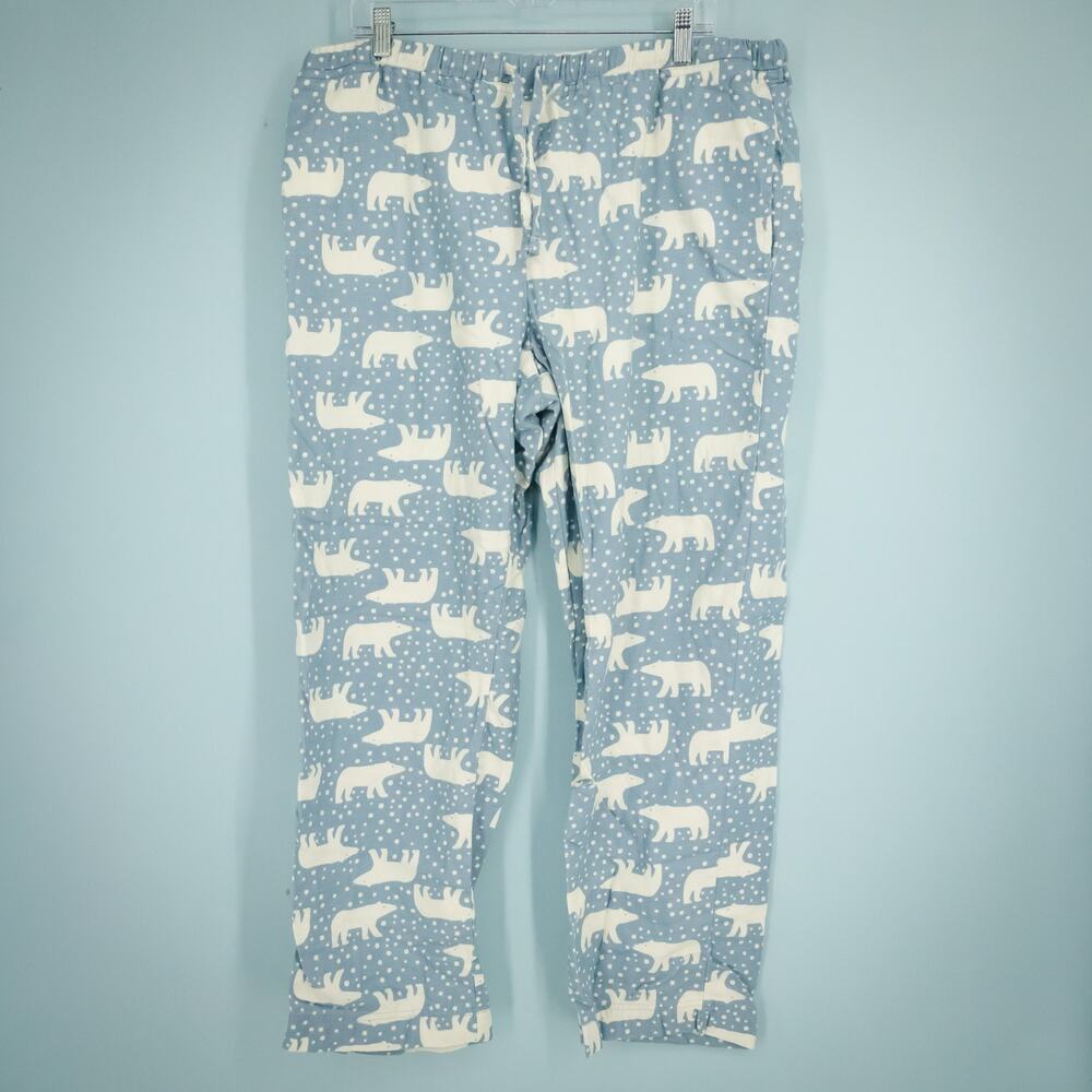 Hanna Andersson Size XL Blue Polar Bear Holiday Flannel Cotton Pajama Pants